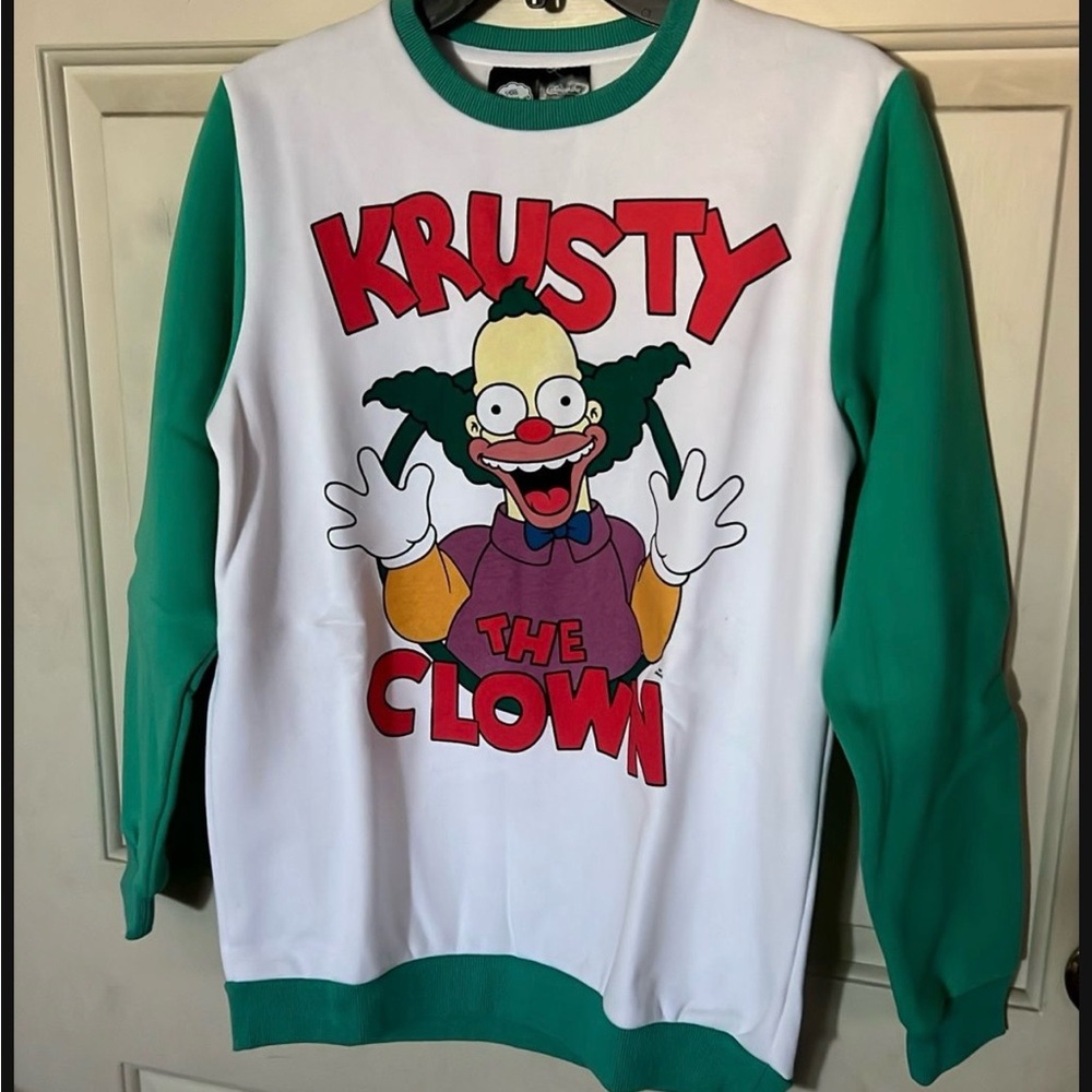 Cakeworthy Krusty the Clown Men's Crewneck Sweater - Green and White M new